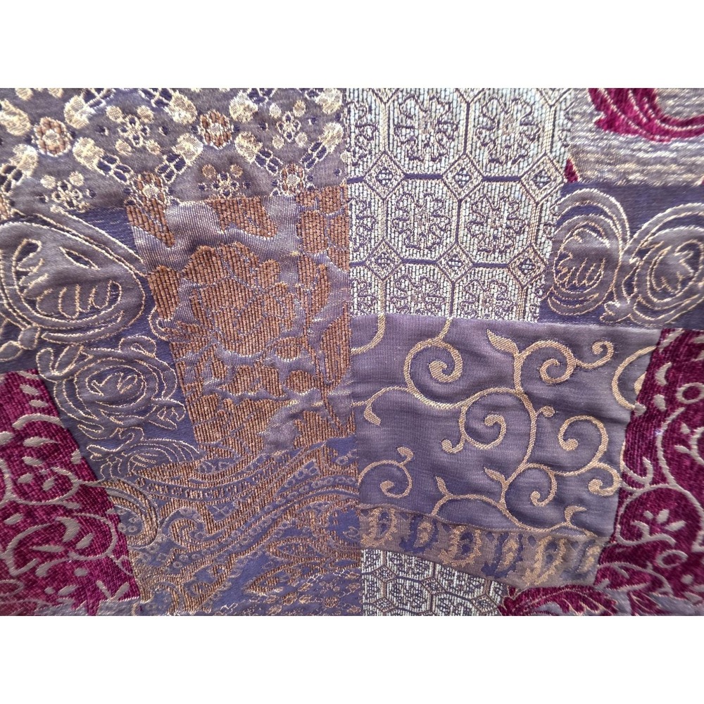 Croscill Galleria Window Curtain Panel Burgundy Gold Tapestry Patchwork Jacquard - Picture 3 of 7